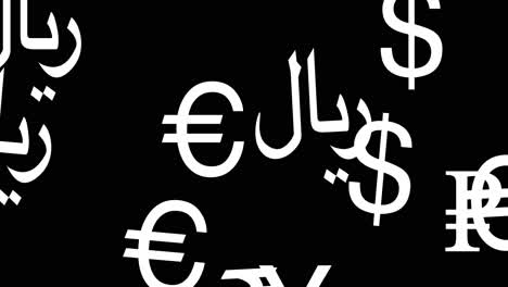 animated animation currency symbols forex trading money gdp economy income dollar pound yen euro floating kinetic graphic