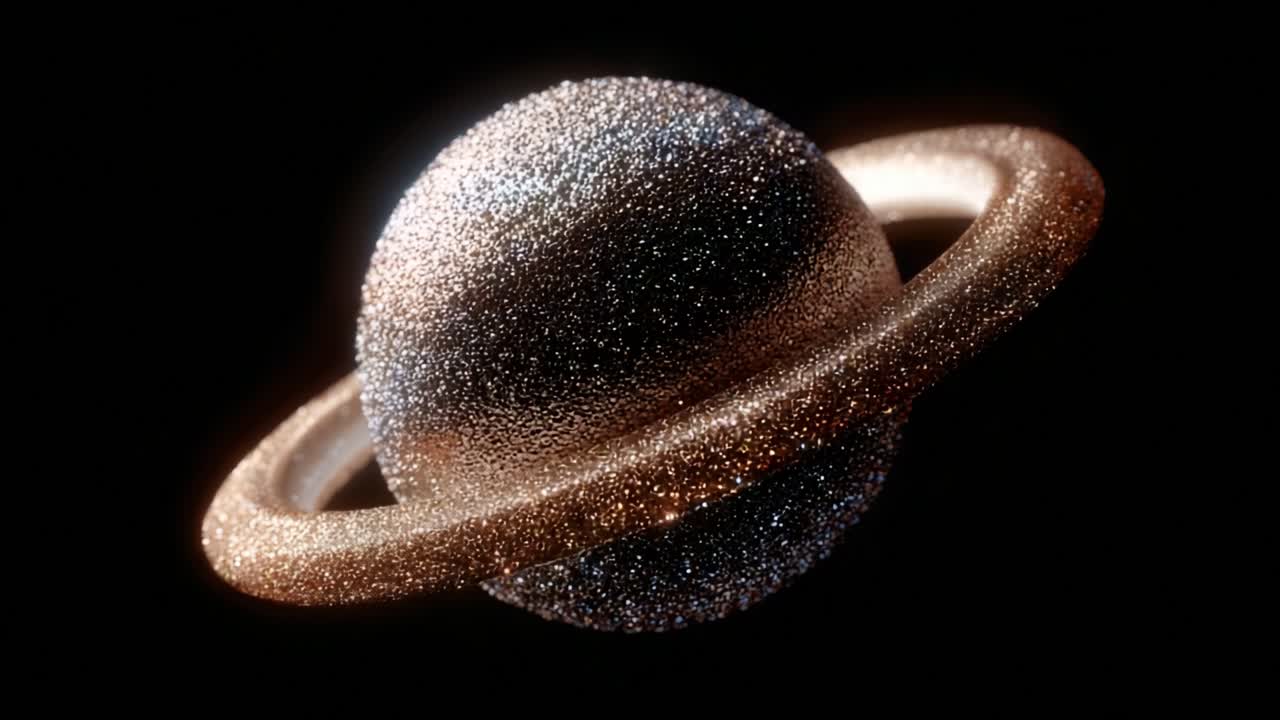 A Stunning Artistic Representation of a Glittering Planet Surrounded by a Radiant Ring, Capturing the Beauty and Mystery of the Cosmos in Stunning Detail