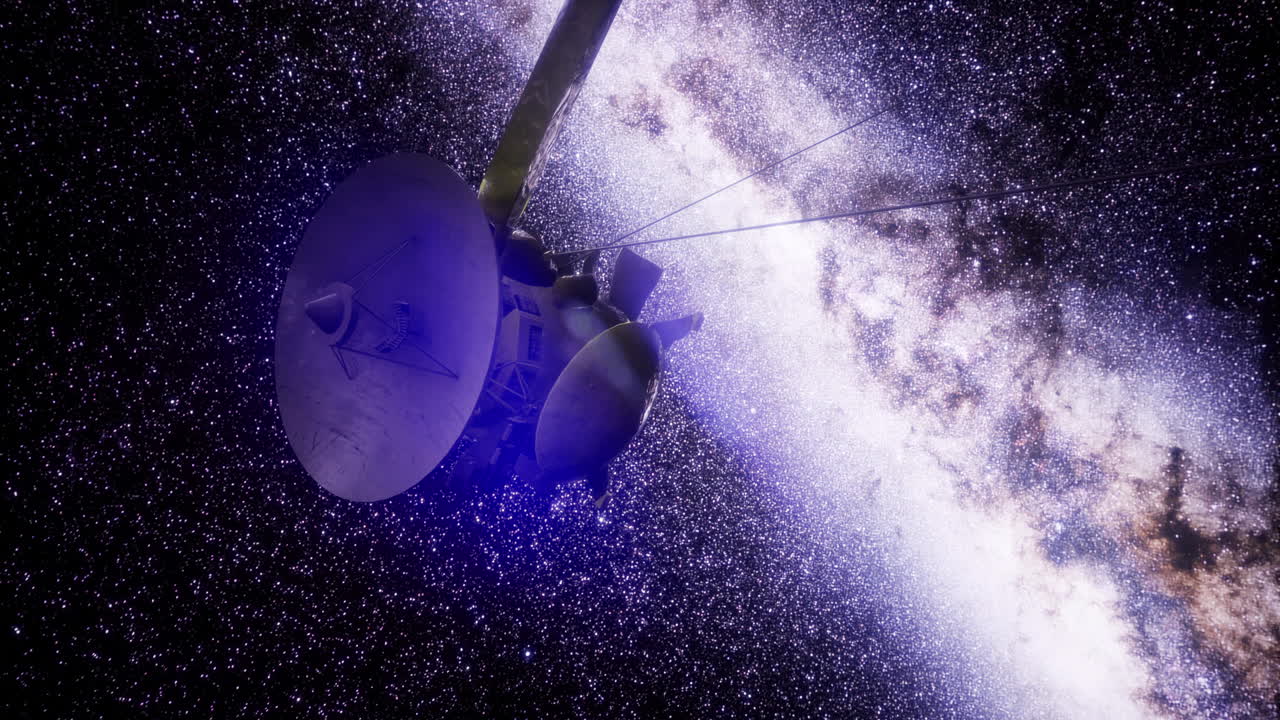 Cassini spacecraft exploring the depths of space in a starry sky