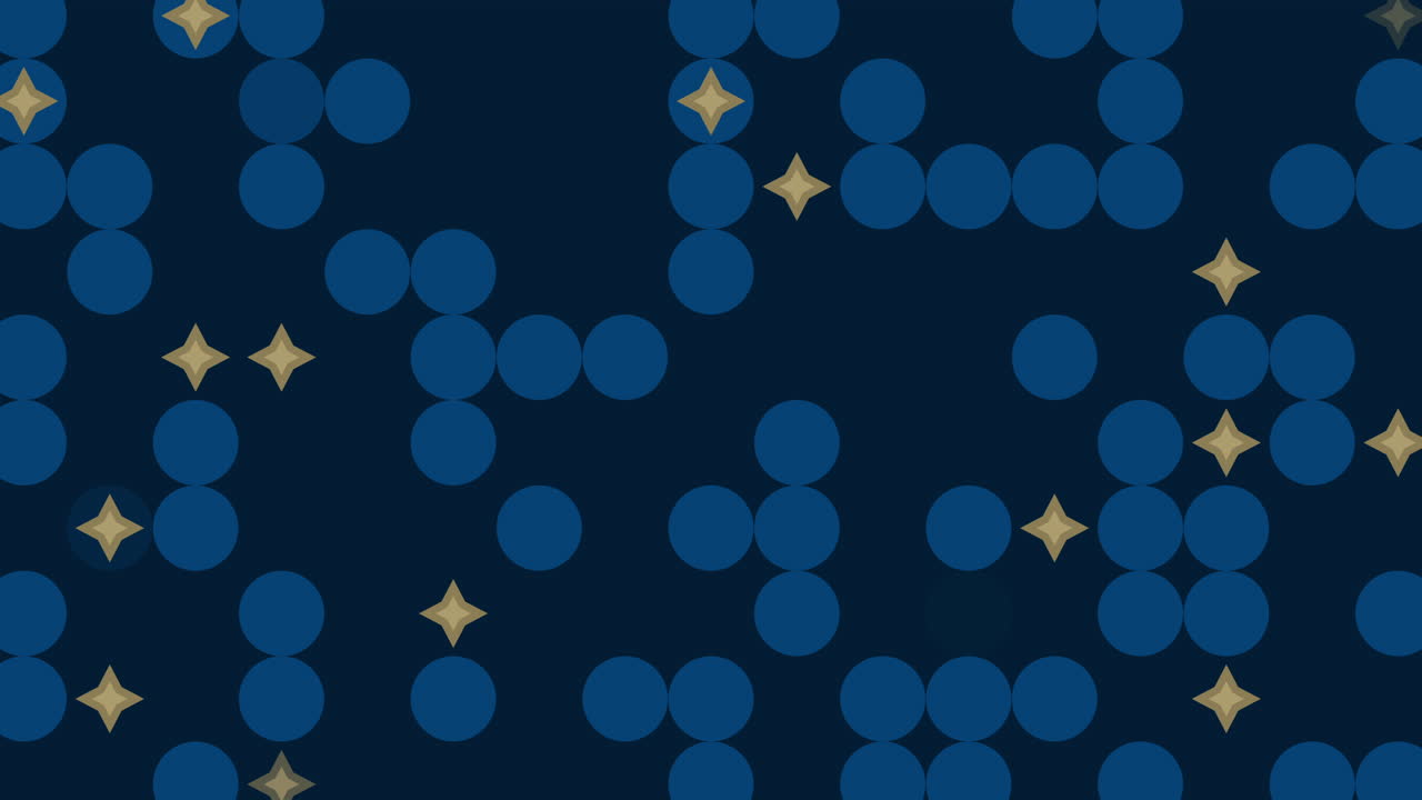 Blue circles and gold stars on dark background