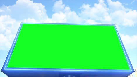 green screen billboard on urban, city life. blank advertisement panel, banner for marketing. chroma key empty sign.