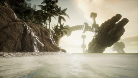 ufo crashed in the ocean near tropical island