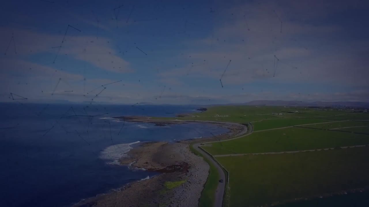 animación de la red de conexión sobre el paisaje marino