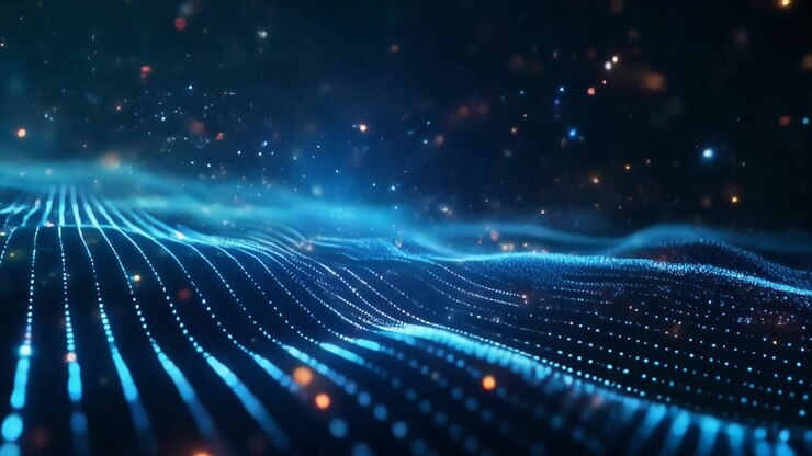 Riassunto sfondo d'onda digitale con particelle luminose