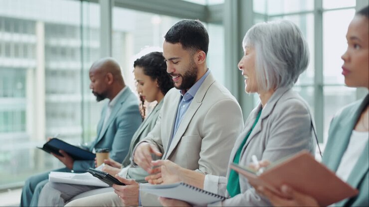 Business people, waiting room