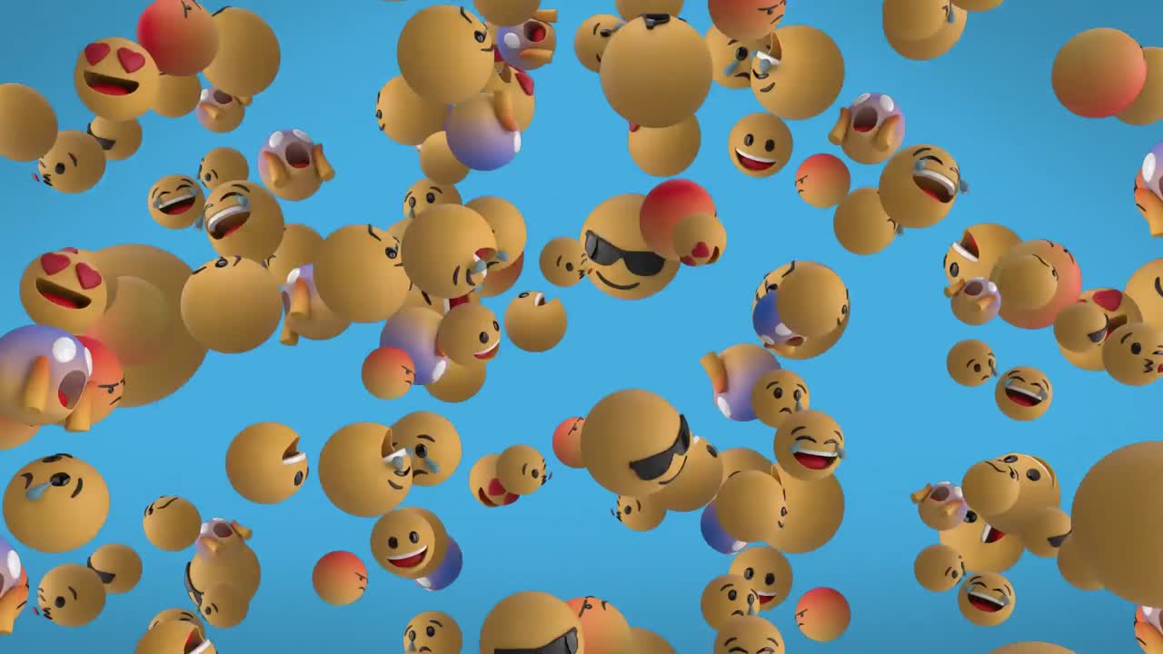 iconos de emoji en un fondo azul