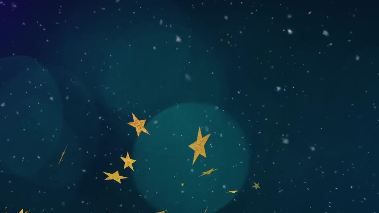 Animation af stjerner, der svæver over lyspletter på sort baggrund