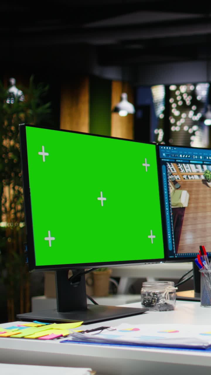 Vertical Video Chroma key and CAD program used by african american architectural specialist