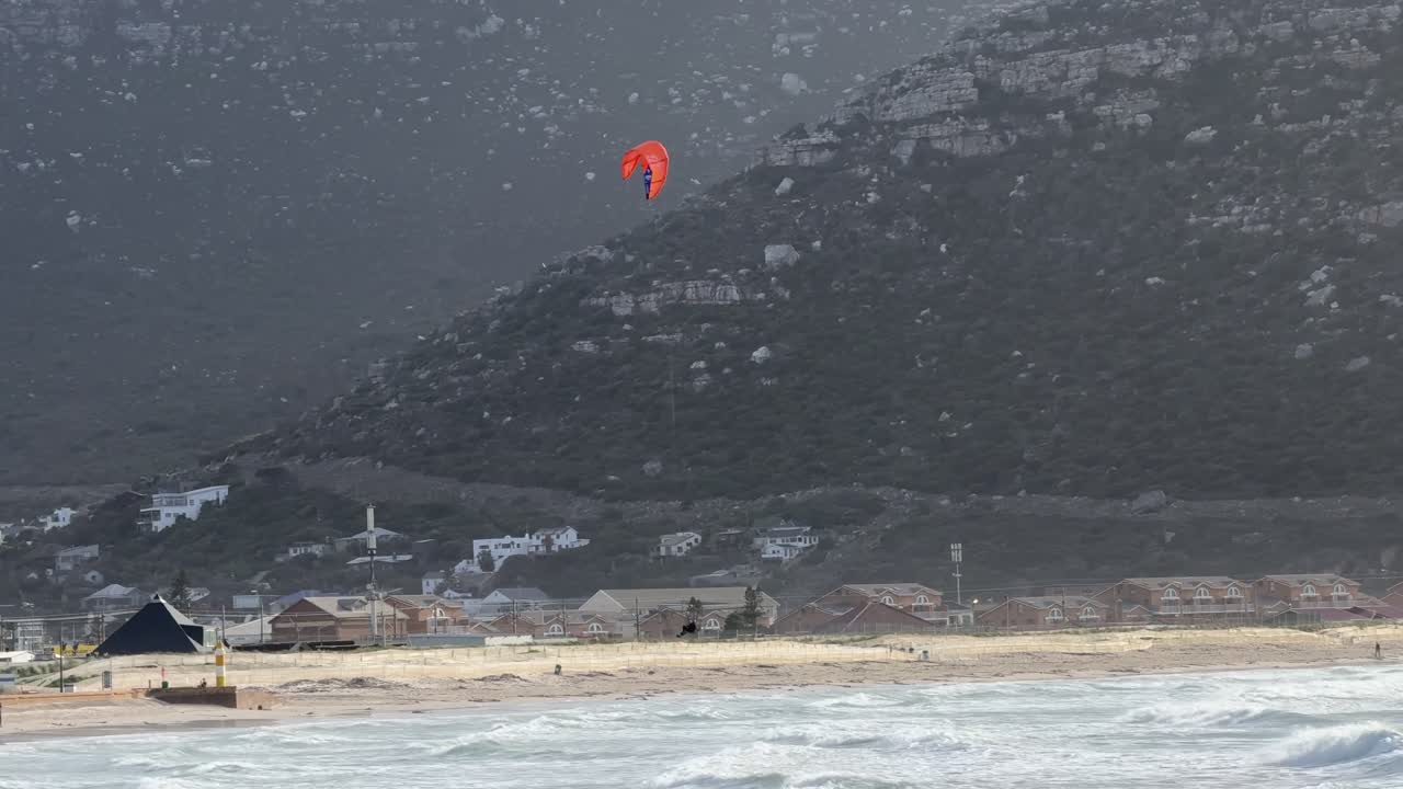 Kite surfing during a strong Southeaster wind