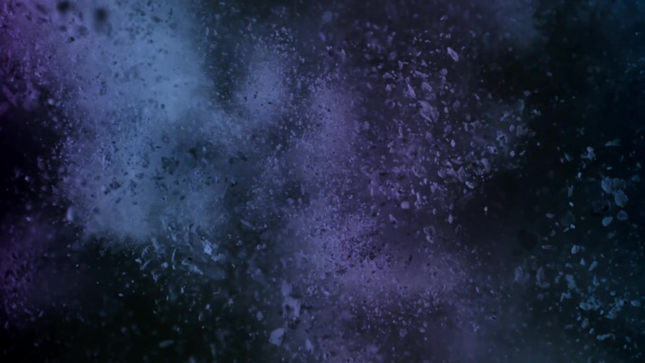 Abstract Blue and Purple Dust Particles in Slow Motion