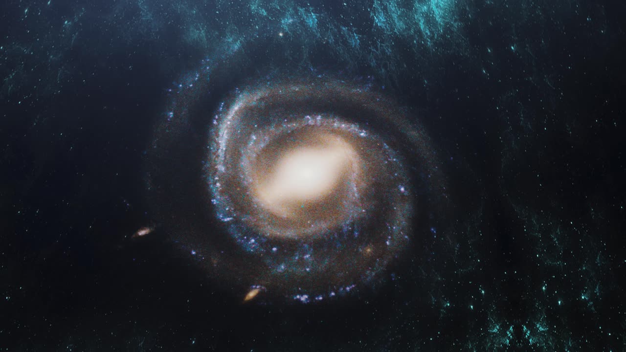 galaxia espiral girando en el universo con fondo de nebulosa