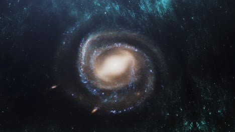 Spiral-Galaxy-Twirling-In-The-Universe-With-Nebula-background