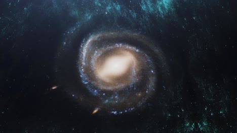 spiral galaxy twirling in the universe with nebula background