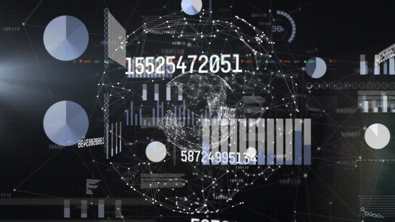 Animation of globe, statistics and data processing