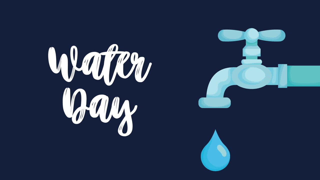 물의 날 캠페인: 글자와 으로 애니메이션