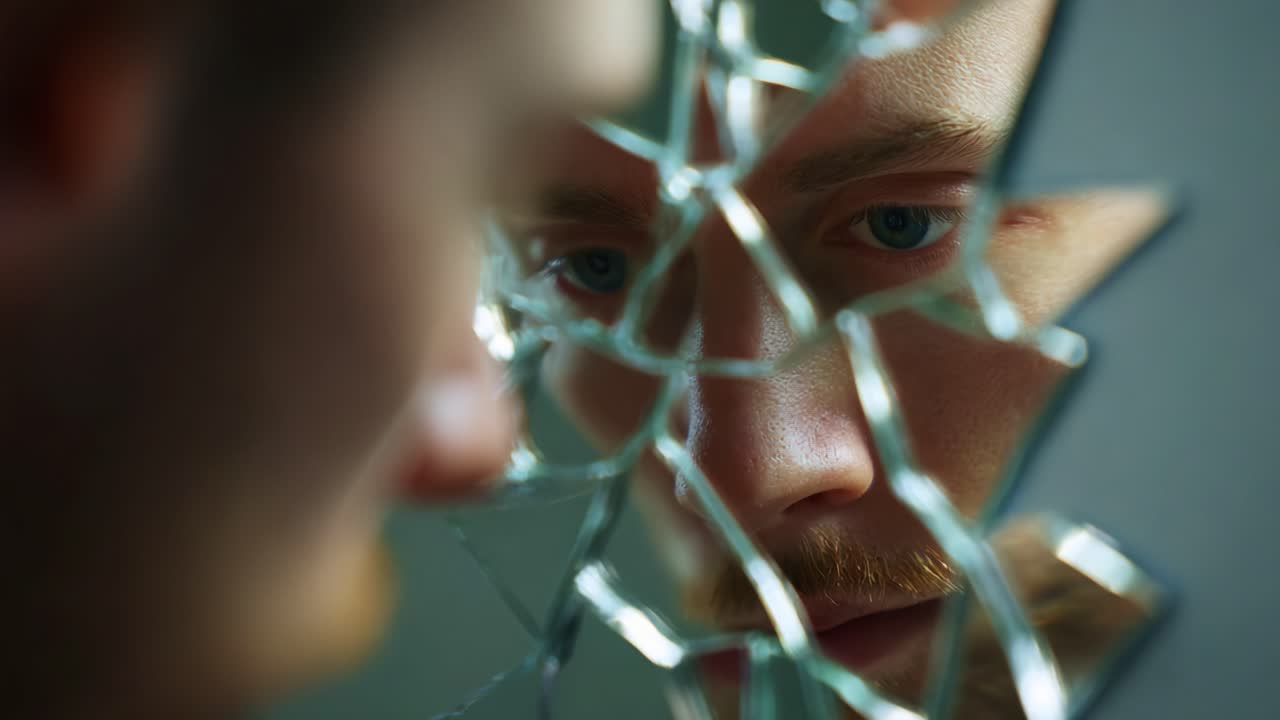 An Introspective Journey Through Shattered Reflections: Exploring Self-Perception and Emotions in Fractured Glass Mirrors