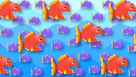 abstract animated background with painted red and purple fish