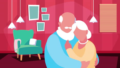 abuelos pareja abrazando amantes personajes