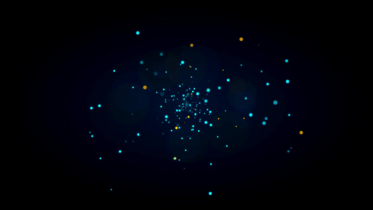Abstract Motion Background with Floating Blue and Gold Particles