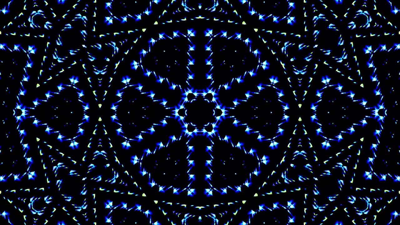 onda de luz puntos abstractos conjunto de color azul caleidoscopio fondo negro