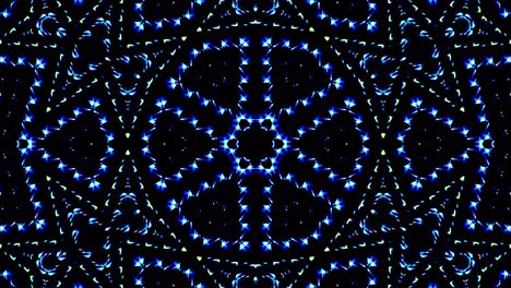 onda de luz puntos abstractos conjunto de color azul caleidoscopio fondo negro