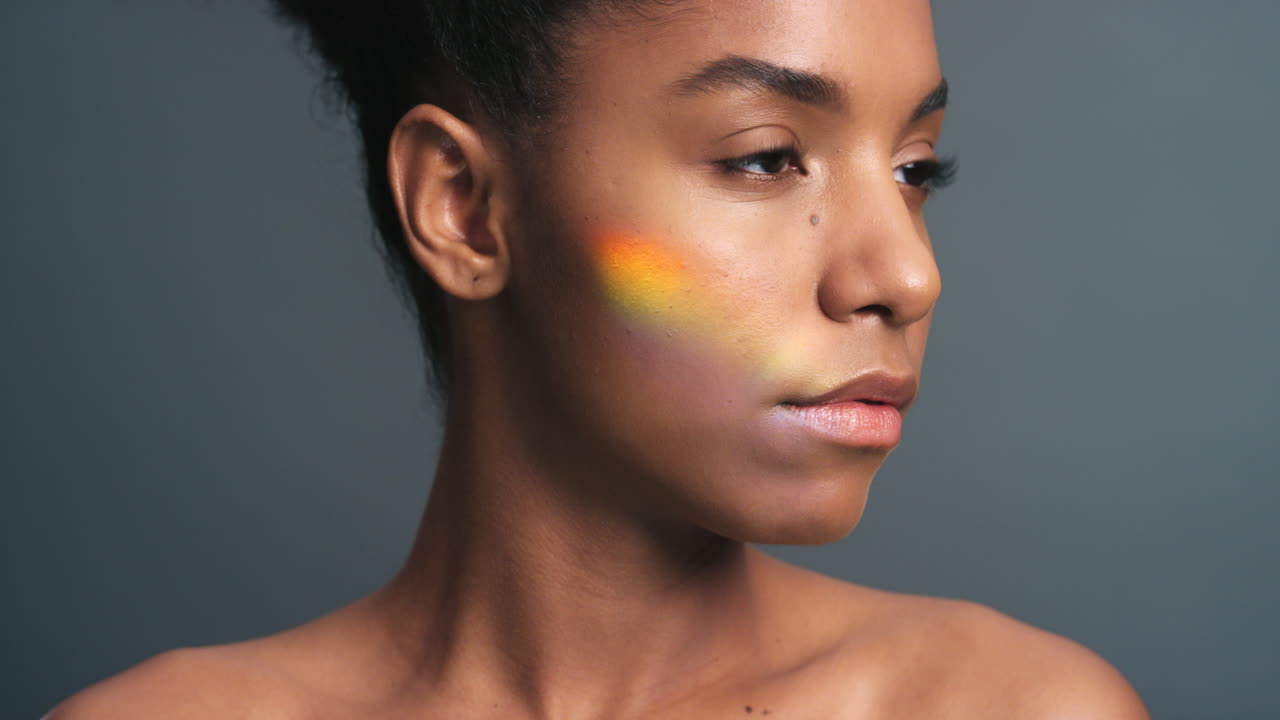 luz del arco iris, rostro de retrato