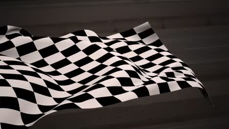 Checkered-flag-waving-against-road