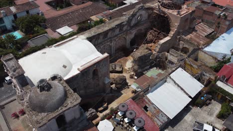 ruin of santa catalina monastery under renovation in antigua guatemala