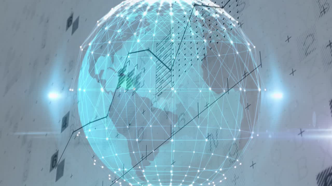 ⁇ 색 배경 위의 금융 데이터 처리 애니메이션