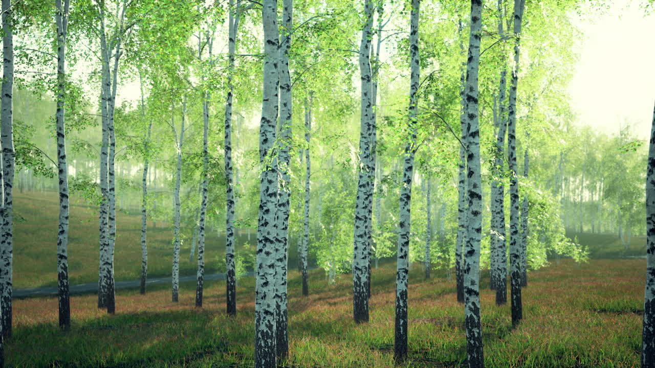 белые березы в лесу летом