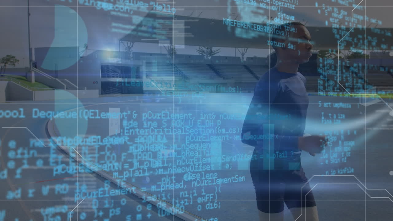 animazione delle statistiche e dell'elaborazione dei dati sui corridori maschi bi-razziali