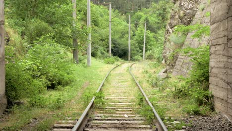 flying over the railway in tunnel