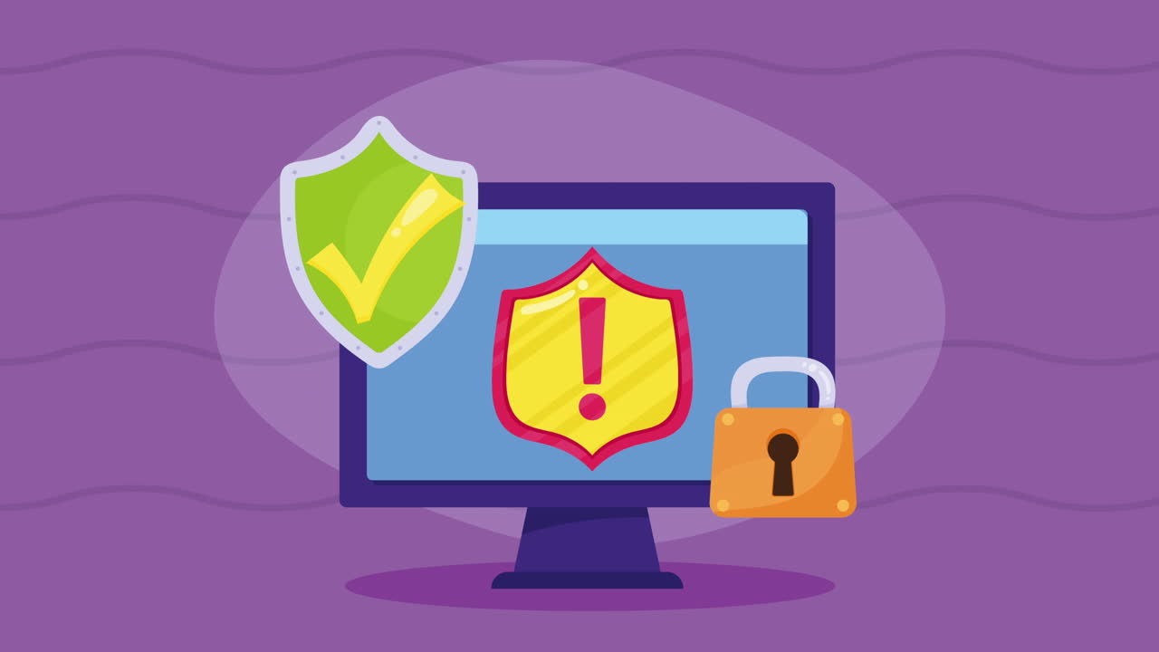 escritorio con animación de seguridad cibernética