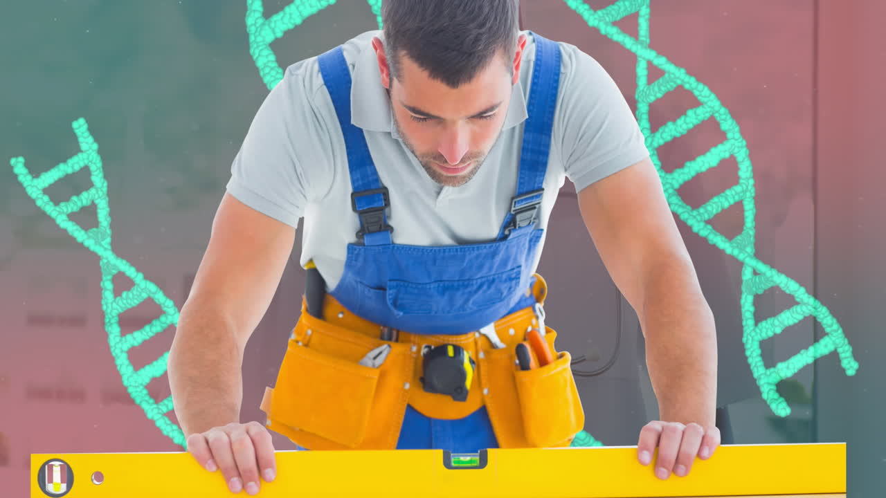 animación del adn sobre el constructor masculino caucásico