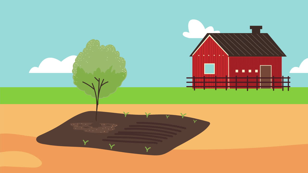 paisaje rural de la granja con escena estable