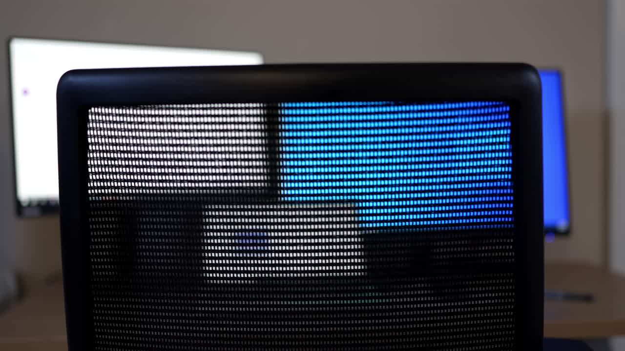 Empty Office with Aeron Chair, Laptop and Multiple Monitors