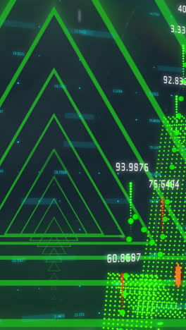 animación de formas geométricas de neón rojo sobre el procesamiento de datos financieros