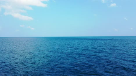 peaceful blue sea surface with vibrating water under bright sky with beautiful white clouds in hawaii coastline, copy space