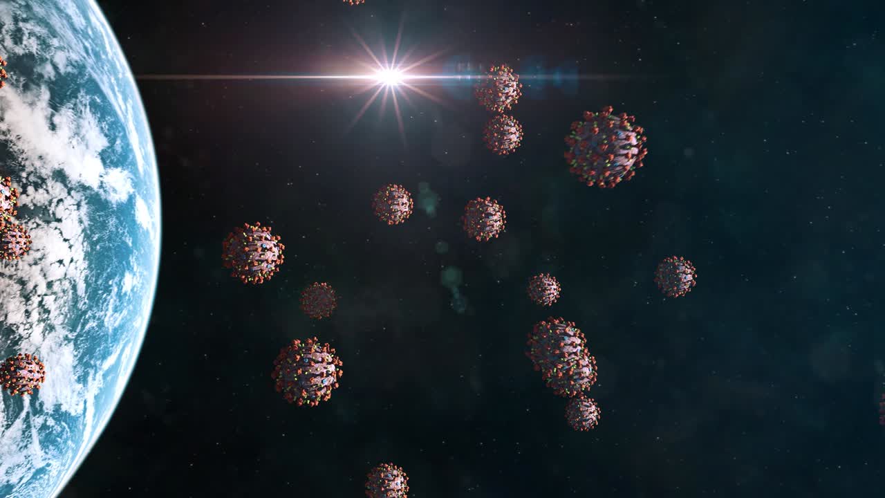 Virioni di Coronavirus che si avvicinano alla Terra dallo spazio esterno