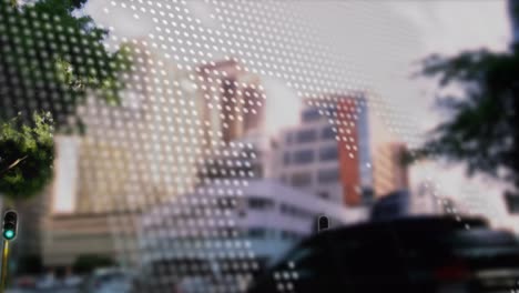 animation of world map and data processing against time-lapse of city traffic