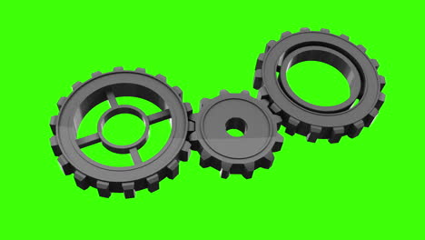 cogs and wheels turning on green screen