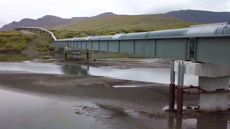 trans alaska pipeline for controversial oil crisis - aerial drone closeup