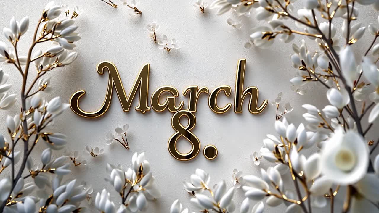 Elegante celebrazione dell'8 marzo con fiori bianchi e dorati
