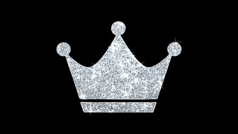 queen royalty crown icon shining glitter loop blinking particles .