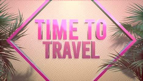 tiempo para viajar en marco retro con palmeras tropicales