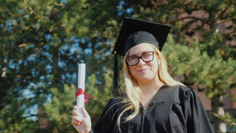 Portrait-Of-A-Young-College-Graduate-In-Clothes-And-A-Graduation-Cap-Smiling-Looking-At-The-Camera