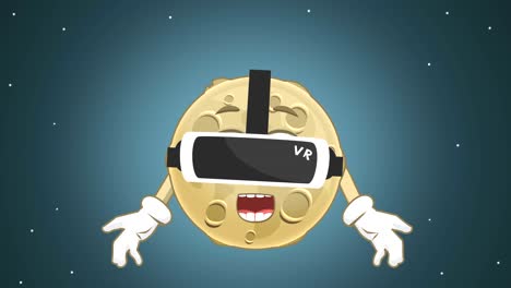 cartoon luna linda realidad virtual con animación de la cara con alfa mate