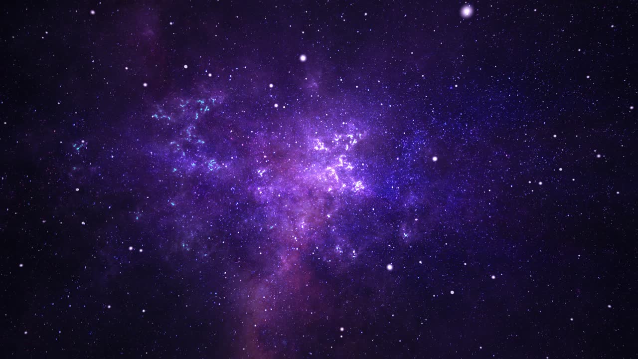 Flying through space passing stars 4k motion design loop animation for science astronomy nebula dust