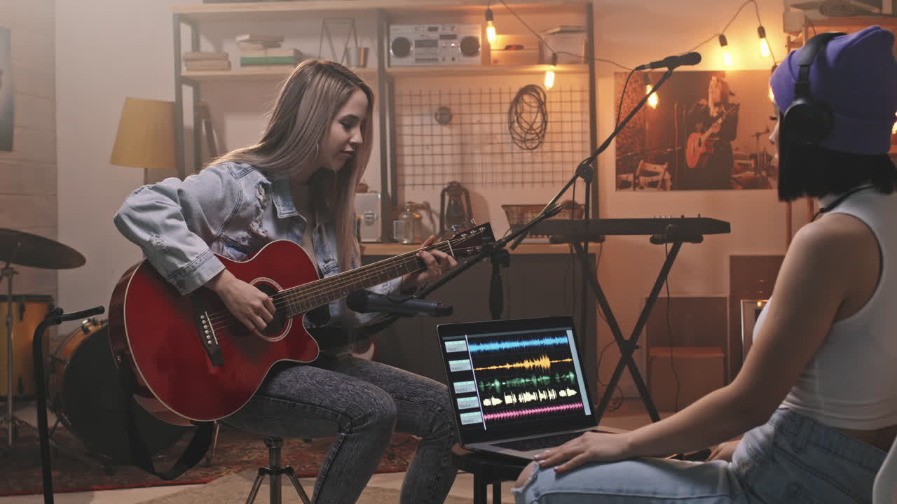 Rock Girls Recording Acoustic Guitar Session