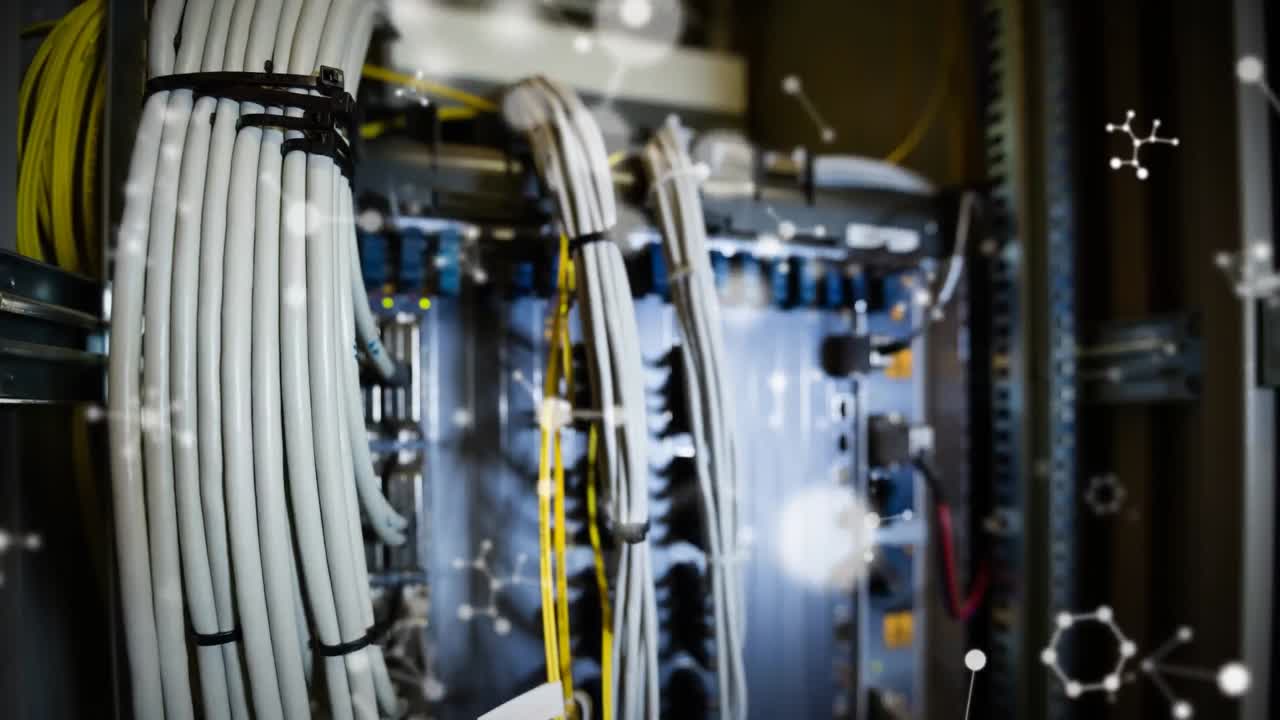 animación de formas que se mueven sobre la sala del servidor